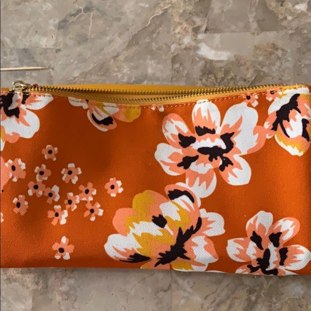 Rachel Pally floral orange clutch, zipper, 12x10 in